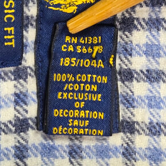 Ralph Lauren XL Classic Fit Blue Plaid Button Down Shirt Long Sleeve Preppy - Picture 8 of 16